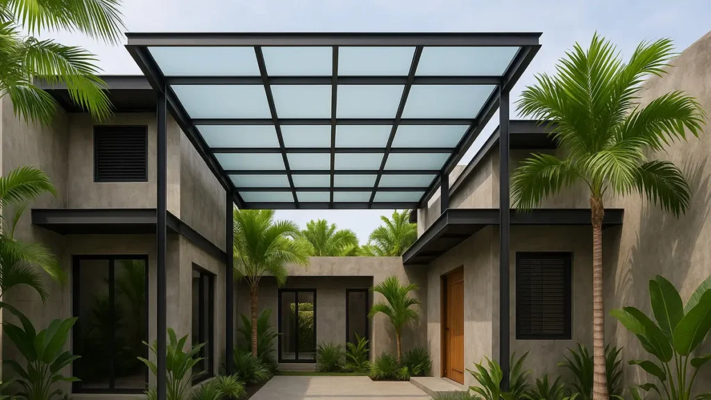 Hunian Ideal: Rumah Tropis Serasi dengan Alam dan Carport Semi-Terbuka